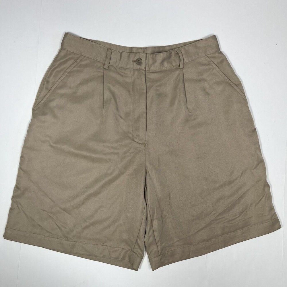 NIKE Golf Women's Pleated Tan Khaki Shorts Size 10 / M  8" Inseam Polyester
